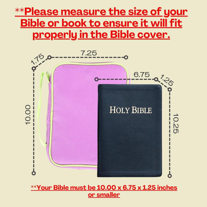 Bible Cover Canvas Purple/ Lime Green, Large