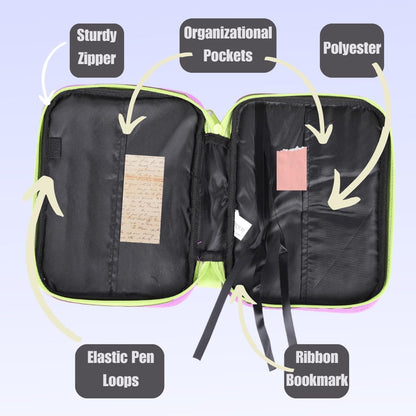 Bible Cover Canvas Purple/ Lime Green, Large