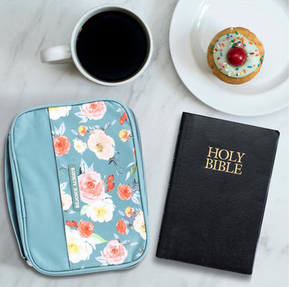 Rejoice Large Bible Cover | Bible Holder | Bible Bag| Bible Carrying Case | Bible Protective Case | Made in Canvas with Handle | Zipper, Pen Loop