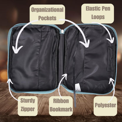 Rejoice Large Bible Cover | Bible Holder | Bible Bag| Bible Carrying Case | Bible Protective Case | Made in Canvas with Handle | Zipper, Pen Loop