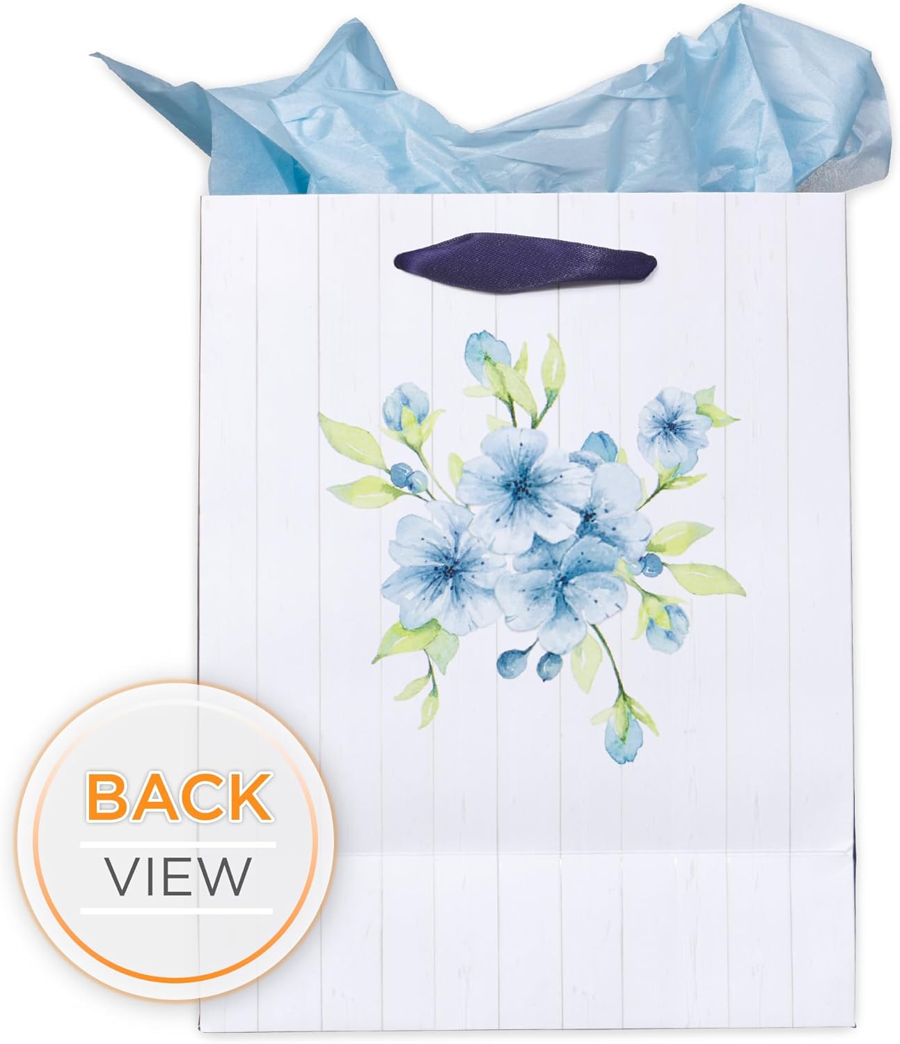 Christian Art Gifts Gift Bag/Tissue Paper Set A Sweet Friend Proverbs 27:9 Bible Verse, Blue Floral, Medium