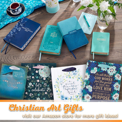 Christian Art Gifts Gift Bag/Tissue Paper Set A Sweet Friend Proverbs 27:9 Bible Verse, Blue Floral, Medium