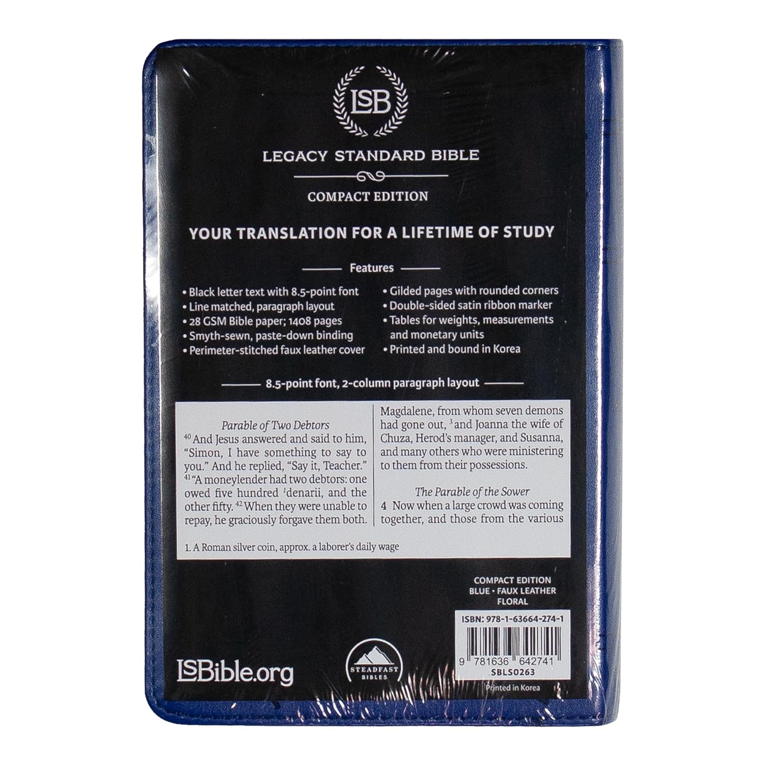 LSB Compact Bible, Blue Floral