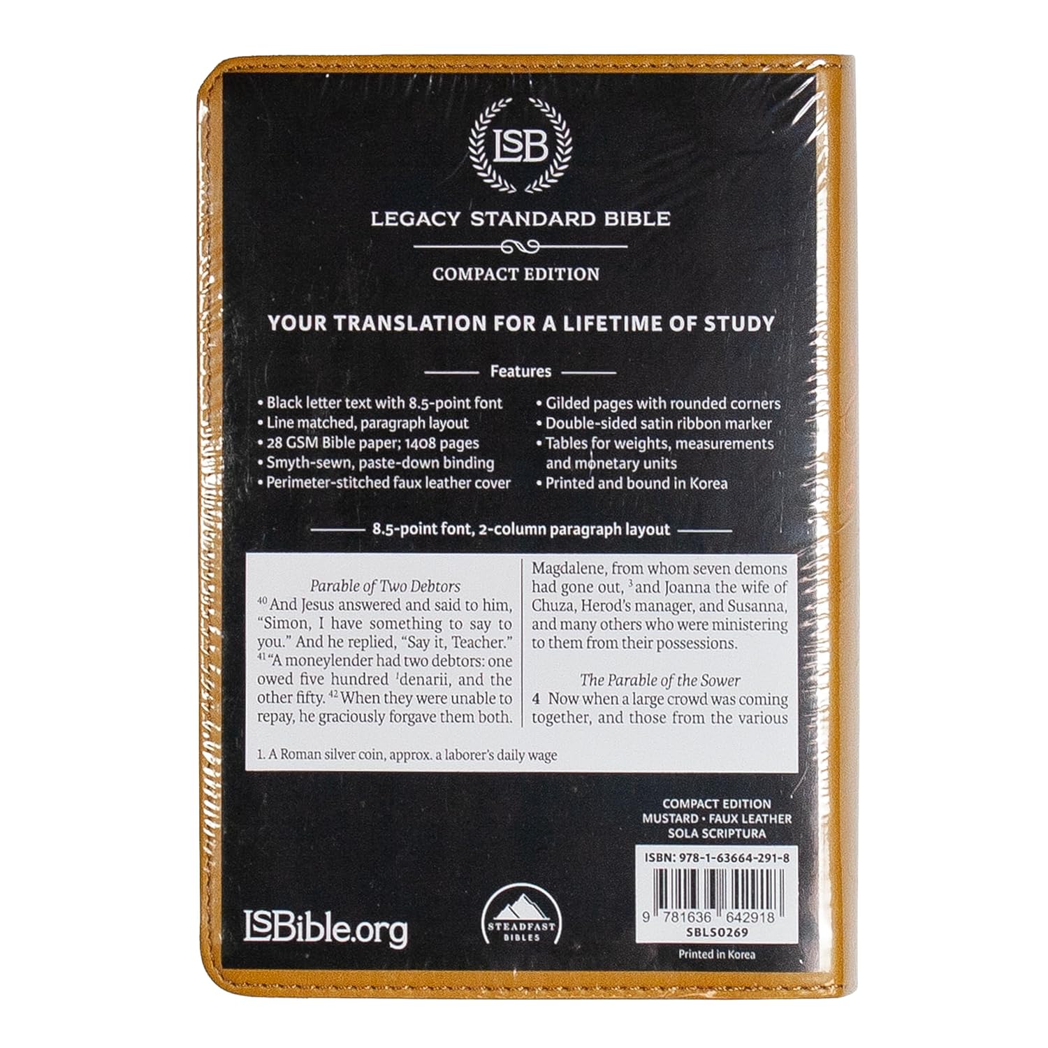 LSB Compact Bible, Mustard Sola Scripture