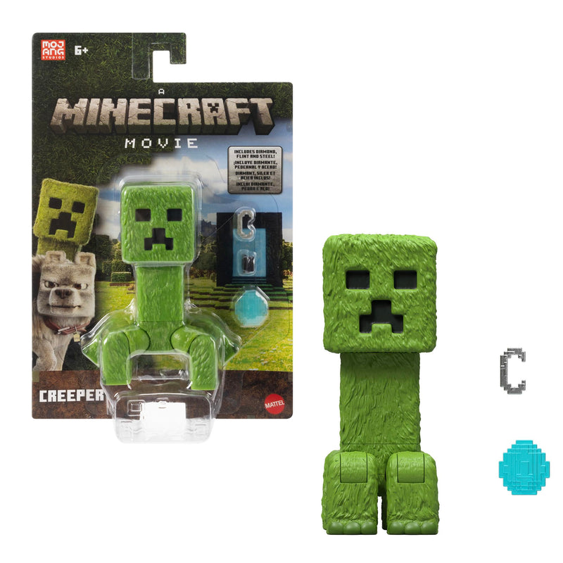 Mattel Minecraft Action Figure & Accessories Set, 4-inch Creeper Posable Character Collectible Inspired by A Minecraft Movie, JFR58