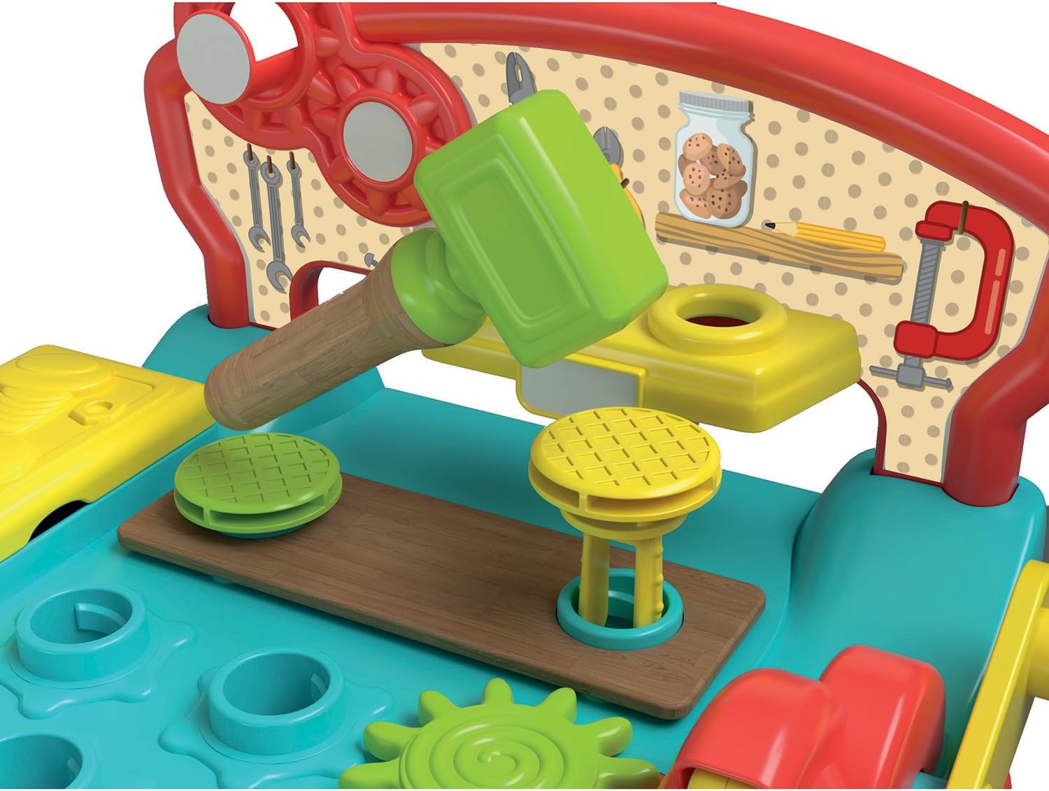 Clementoni Babywerkbank met accessoires - speelgoed voor baby's en kinderen vanaf 12 maanden met hamer, schroevendraaier en veel accessoires - sensorisch en motoriekspeelgoed 17968