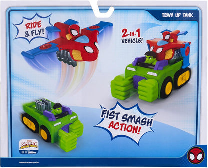 SPIDEY AND HIS AMAZING FRIENDS MARVEL Team Up Tank - Combining 6-Inch Hulk Smash Tank and 4-Inch Spidey Glider Jet