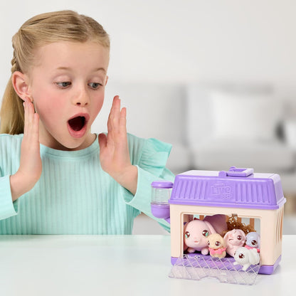 Little Live Pets Mama Surprise Minis Bunny Toy, zorg voor je Mama Bunny in hun hok om 2, 3 of 4 mini-baby's te onthullen