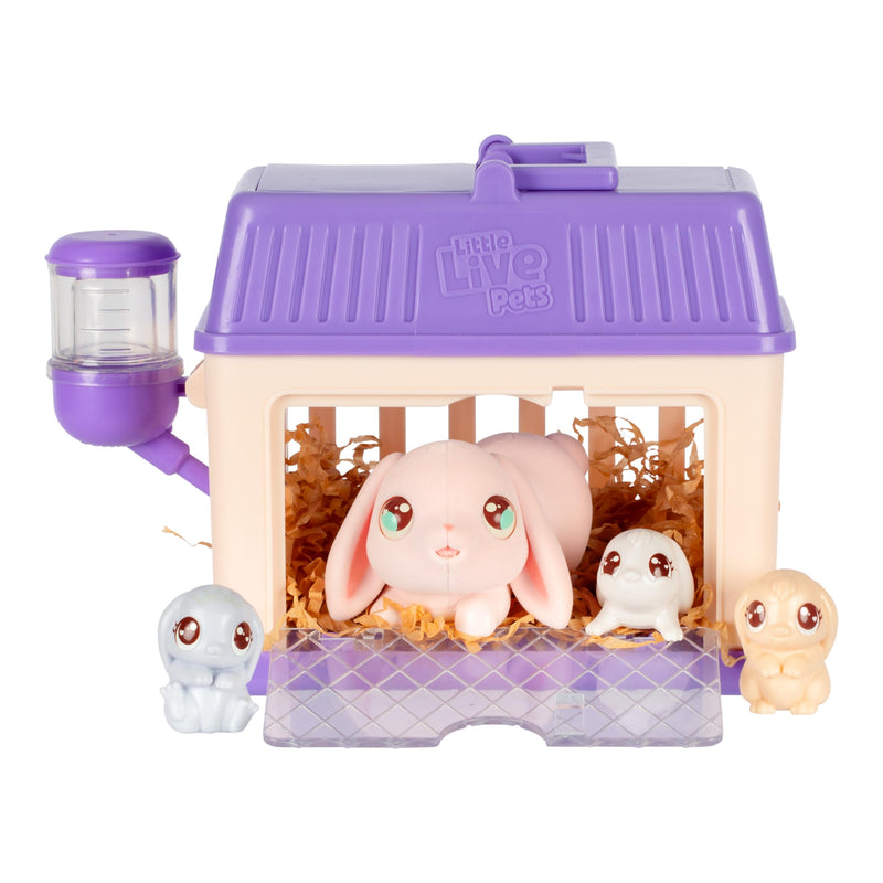 Little Live Pets Mama Surprise Minis Bunny Toy, zorg voor je Mama Bunny in hun hok om 2, 3 of 4 mini-baby's te onthullen