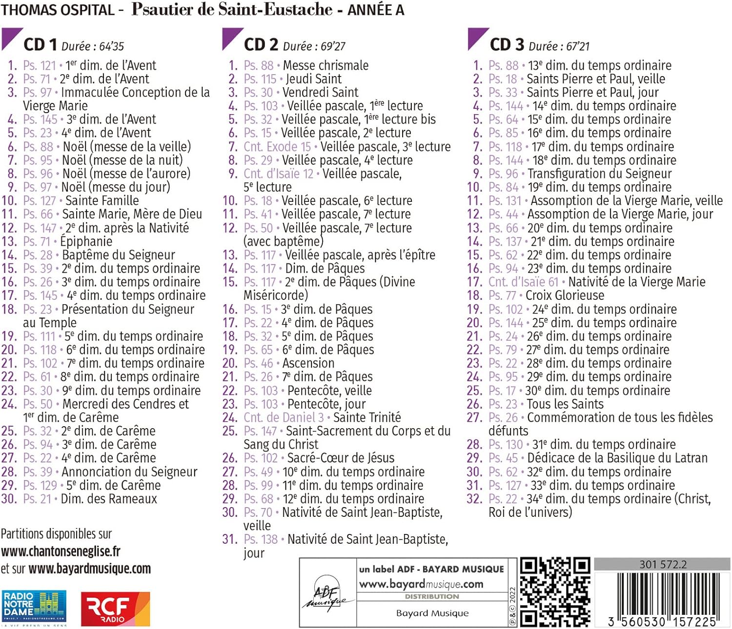 Psautier de Saint-Eustache année A: Psaumes des dimanches et fêtes