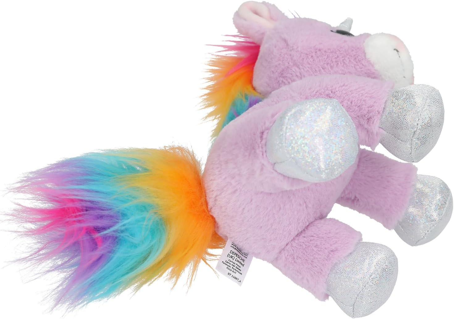 Depesche 11687 Ylvi - Knuffel eenhoorn in paars, met regenboog manen, ca. 21 cm grote knuffel met glitter en zilveren accenten