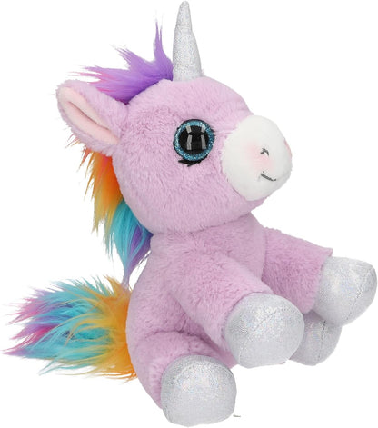 Depesche 11687 Ylvi - Knuffel eenhoorn in paars, met regenboog manen, ca. 21 cm grote knuffel met glitter en zilveren accenten
