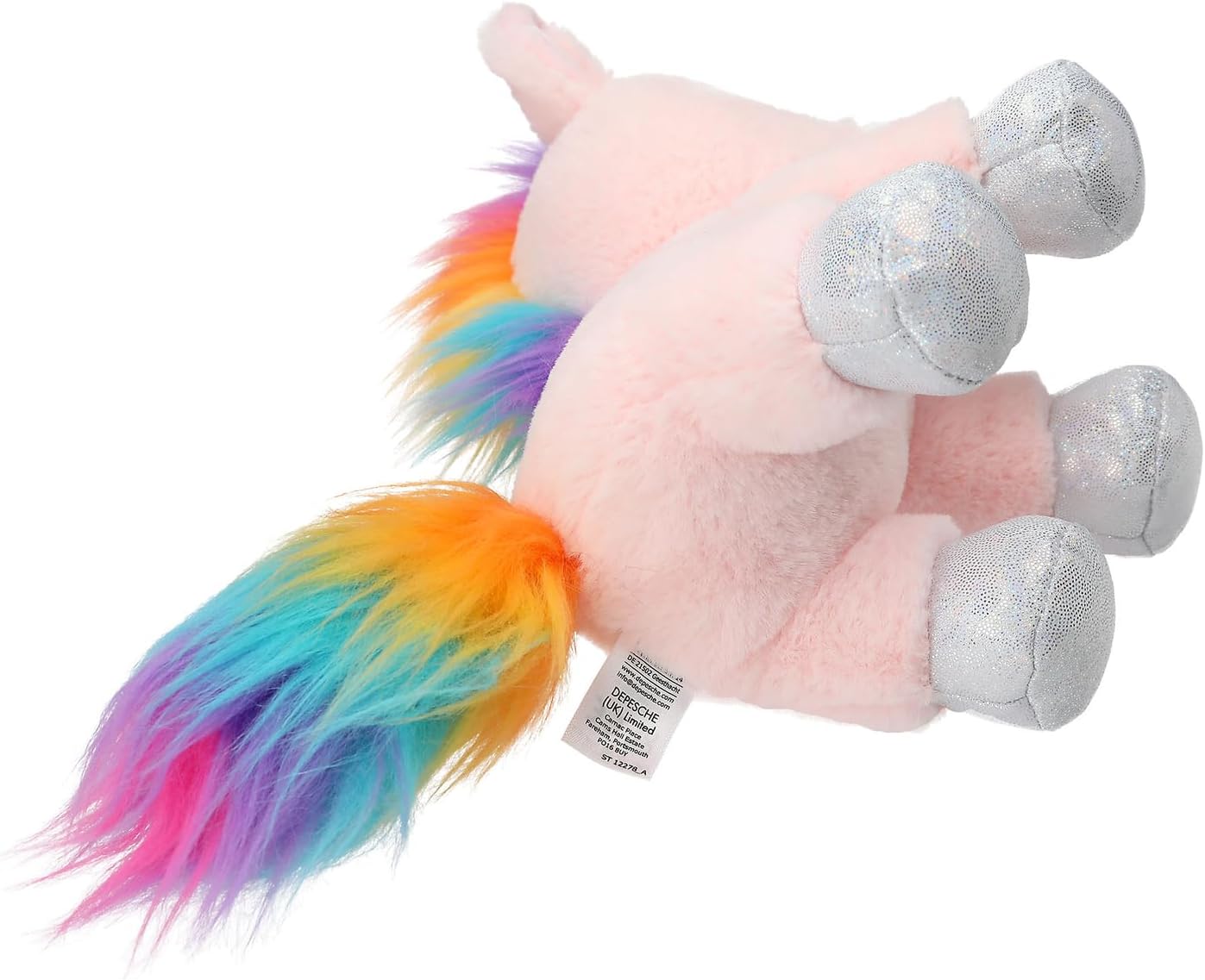 Depesche 12278 Ylvi - Knuffel eenhoorn in roze, met regenboog manen, ca. 21 cm hoge knuffel met glitter en zilveren accenten