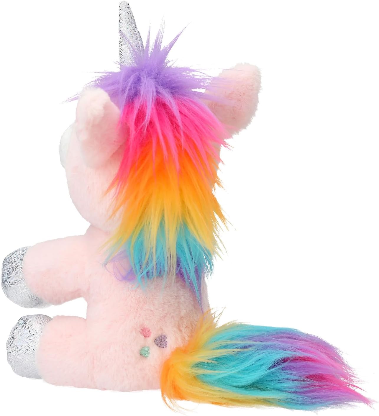 Depesche 12278 Ylvi - Knuffel eenhoorn in roze, met regenboog manen, ca. 21 cm hoge knuffel met glitter en zilveren accenten