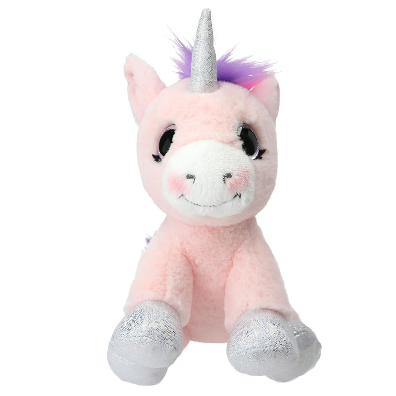 Depesche 12278 Ylvi - Knuffel eenhoorn in roze, met regenboog manen, ca. 21 cm hoge knuffel met glitter en zilveren accenten