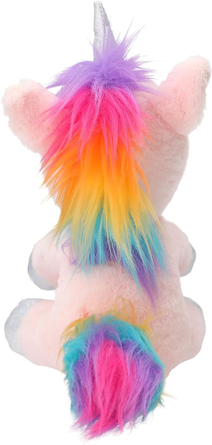 Depesche 12278 Ylvi - Knuffel eenhoorn in roze, met regenboog manen, ca. 21 cm hoge knuffel met glitter en zilveren accenten