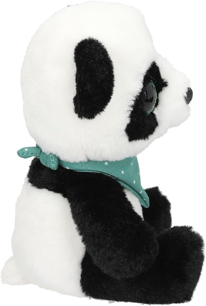 Depesche 13432 Snukis - knuffel Panda Piet, in zwart-wit, met glinsterende ogen en ronde oren, ca. 18 cm hoog knuffel met sjaaltje