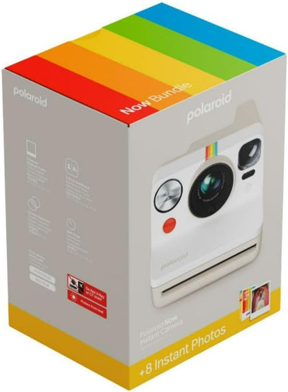 Polaroid Now Generation 3 Analog Instant Camera with Two-Lens Autofocus System (White) and Color Film Bundle (8 Photos)