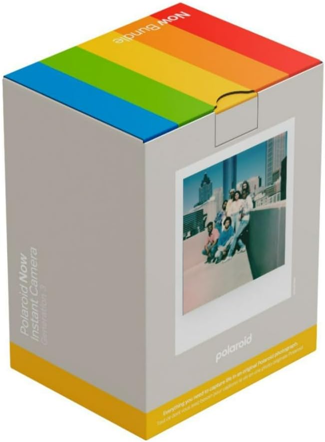 Polaroid Now Generation 3 Analog Instant Camera with Two-Lens Autofocus System (White) and Color Film Bundle (8 Photos)
