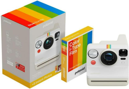 Polaroid Now Generation 3 Analog Instant Camera with Two-Lens Autofocus System (White) and Color Film Bundle (8 Photos)