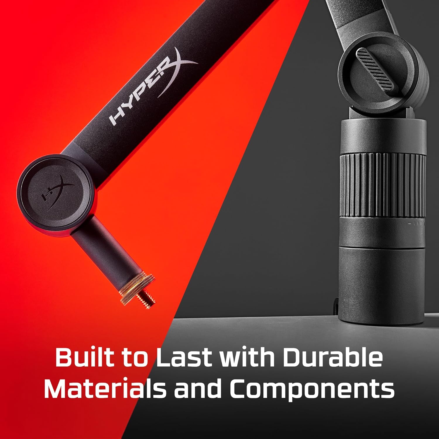 HyperX Caster, Braccio di Supporto per Microfono e Camera da 0,2 kg a 1 kg con Attacco Filettato da 1/4", 3/8" o 5/8", Rotazione a 360°, Cavi Nascondibili al suo Interno, Nero