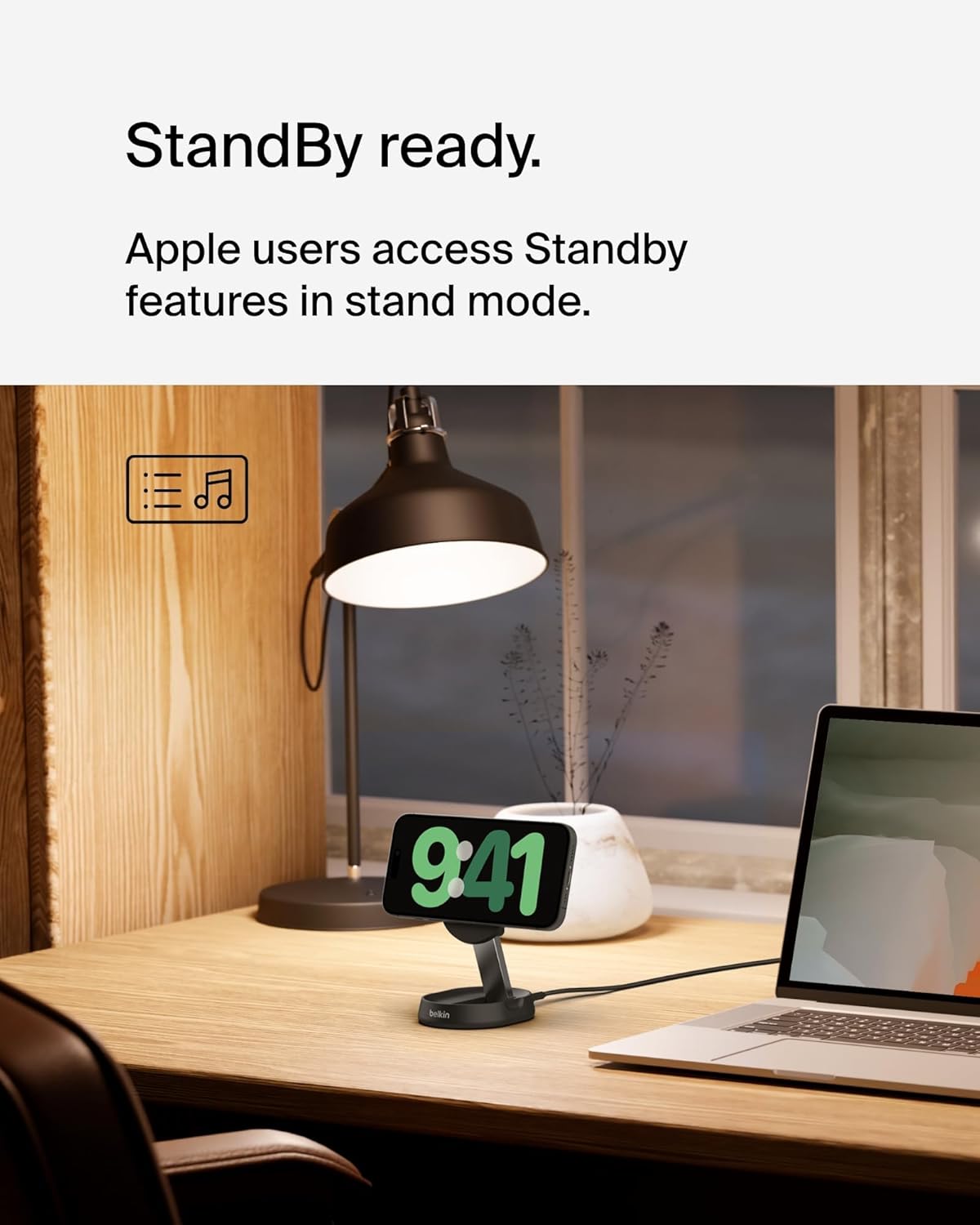 Belkin BoostCharge Pro 15W convertible magnetic wireless charging stand, MagSafe compatible fast Qi2 wireless charger, magnetic fast charger for Apple iPhone 16, 15, 14, 13, 12, AirPods Pro - Black