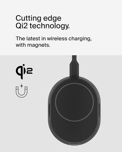 Belkin BoostCharge Pro 15W convertible magnetic wireless charging stand, MagSafe compatible fast Qi2 wireless charger, magnetic fast charger for Apple iPhone 16, 15, 14, 13, 12, AirPods Pro - Black