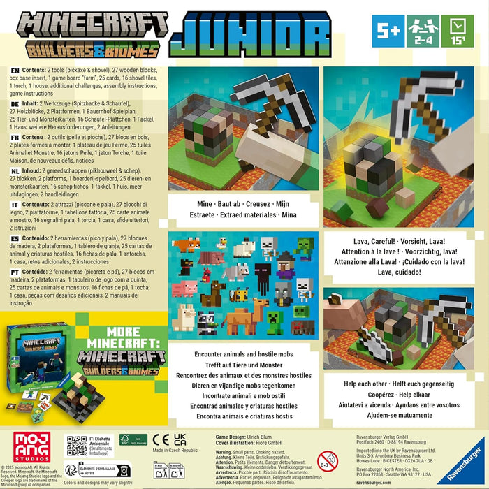 Ravensburger Minecraft Gifts for Boys - Builder & Biomes Junior Board Game for Kids Age 5 Years Up
