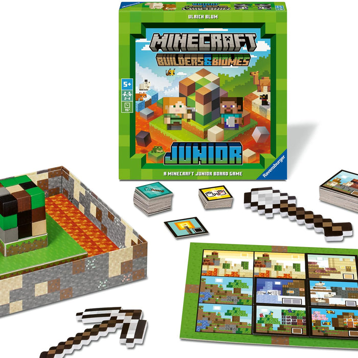 Ravensburger Minecraft Gifts for Boys - Builder & Biomes Junior Board Game for Kids Age 5 Years Up