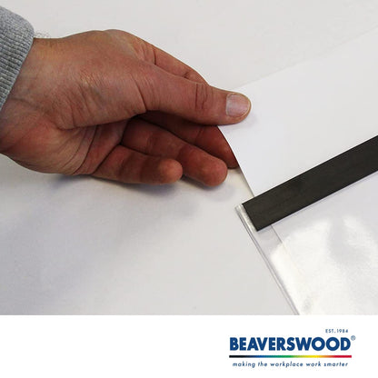 Beaverswood Magnetic Industrial Strength Document Pockets A4 Vertical Clear (Pack 10) - MP4V/10