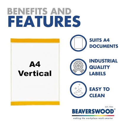Industrial Strength Clear Pocket - Self-Adhesive - H.310 x W.220mm - A4 Vertical - Pack of 10
