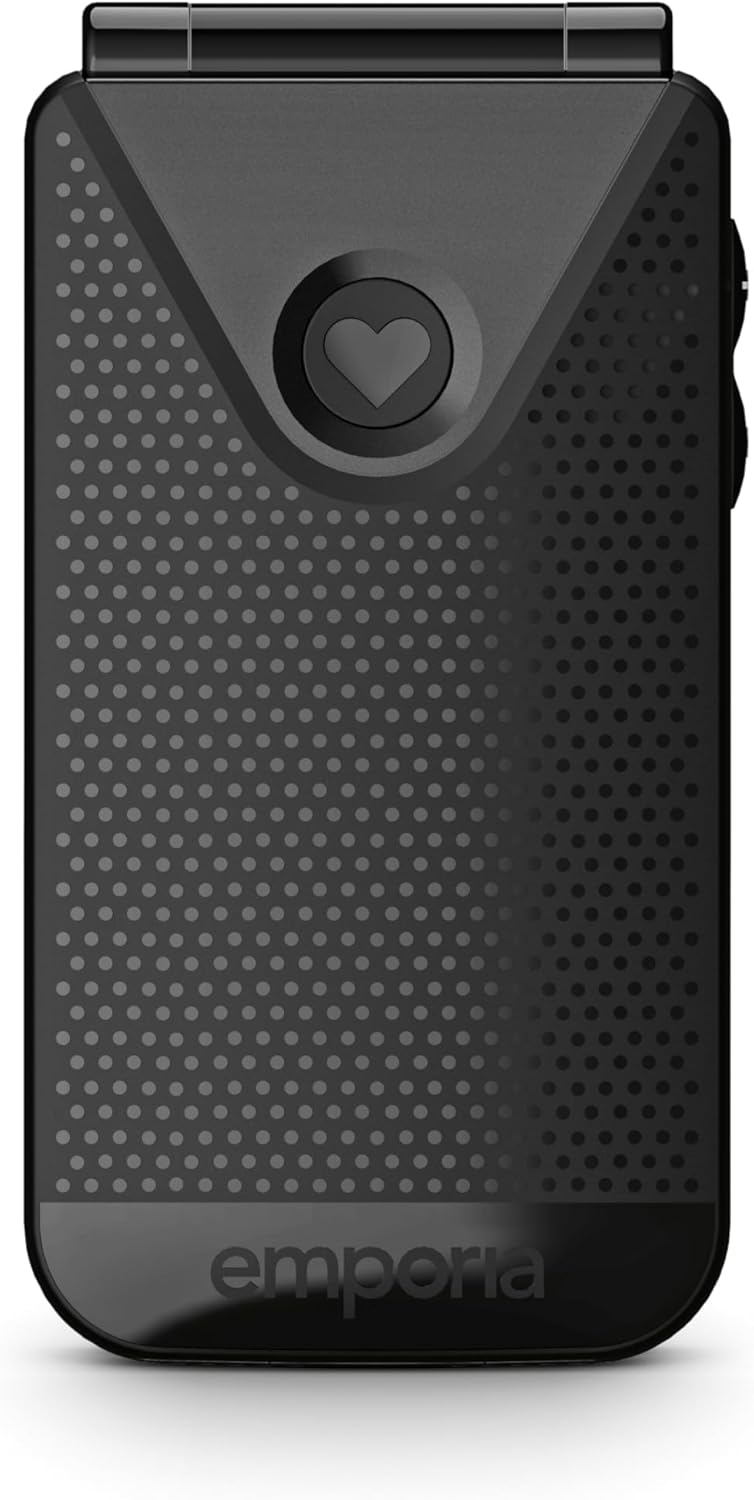 emporiaTALKglam Senior Phone, Contract-Free, Foldable mobile phone, Easy to use, Mobile Phone with Emergency Button, 2.4-Inch Display, Black