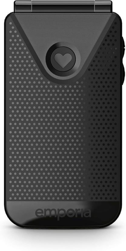 emporiaTALKglam Senior Phone, Contract-Free, Foldable mobile phone, Easy to use, Mobile Phone with Emergency Button, 2.4-Inch Display, Black