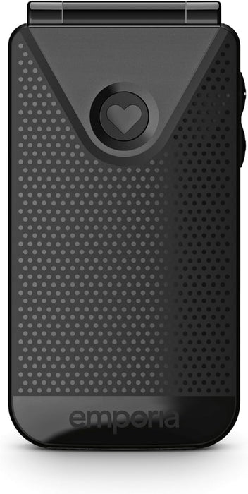 emporiaTALKglam Senior Phone, Contract-Free, Foldable mobile phone, Easy to use, Mobile Phone with Emergency Button, 2.4-Inch Display, Black