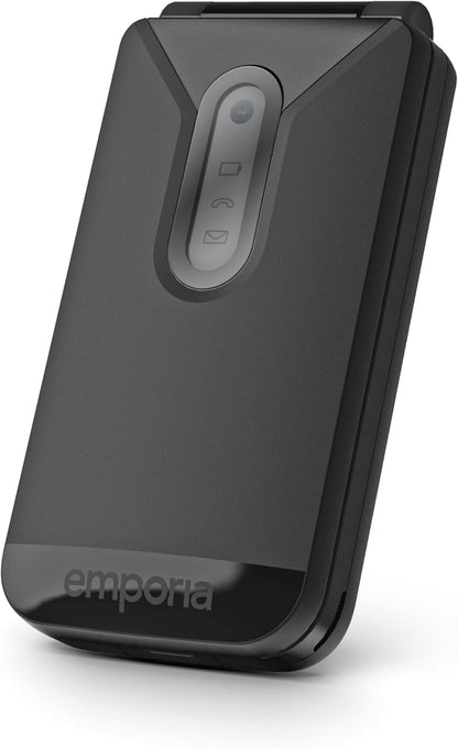 emporiaTALKglam Senior Phone, Contract-Free, Foldable mobile phone, Easy to use, Mobile Phone with Emergency Button, 2.4-Inch Display, Black