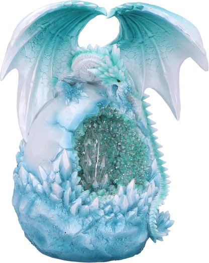 Nemesis Now Northern Lights White Dragon & Crystal W/LED 20.5cm, Resin, White, Cast in the Finest Resin, Expertly Hand-Painted