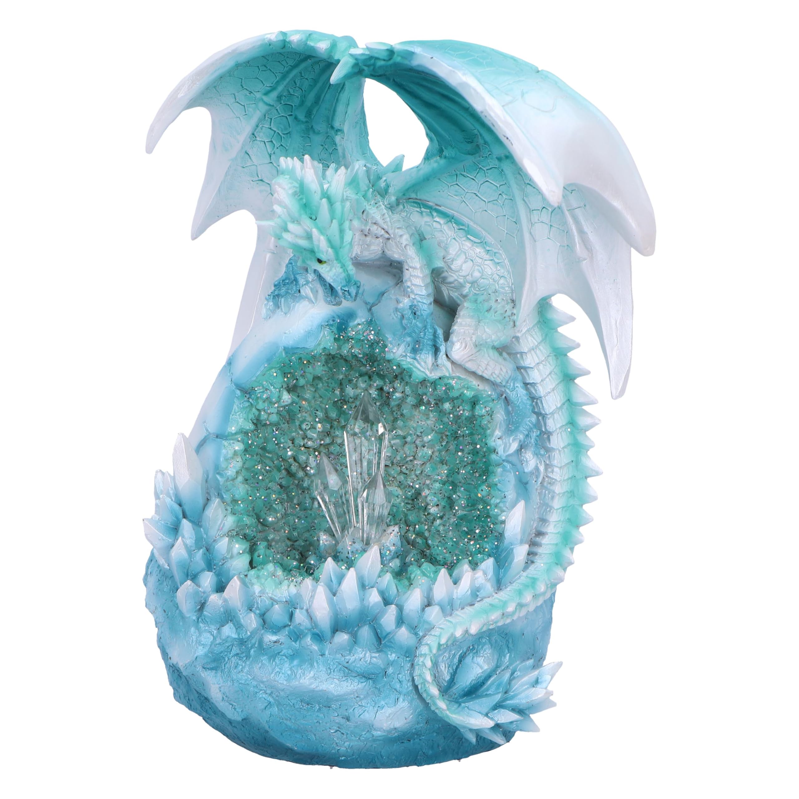 Nemesis Now Northern Lights White Dragon & Crystal W/LED 20.5cm, Resin, White, Cast in the Finest Resin, Expertly Hand-Painted