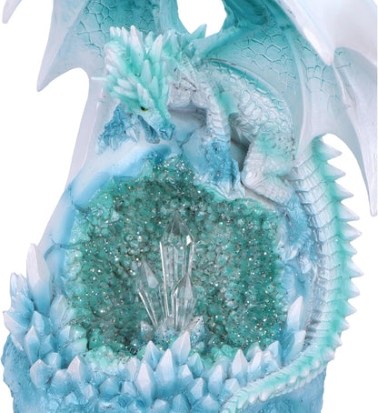 Nemesis Now Northern Lights White Dragon & Crystal W/LED 20.5cm, Resin, White, Cast in the Finest Resin, Expertly Hand-Painted