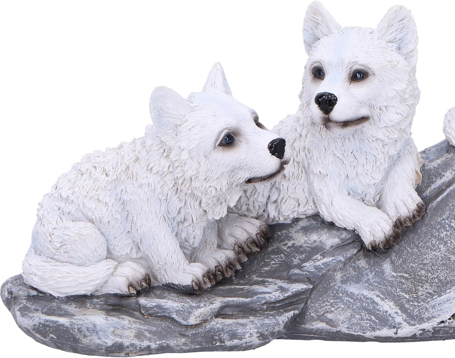 Nemesis Now Winter Litter Set of Wolves on Rock 25.7cm, Resin, White