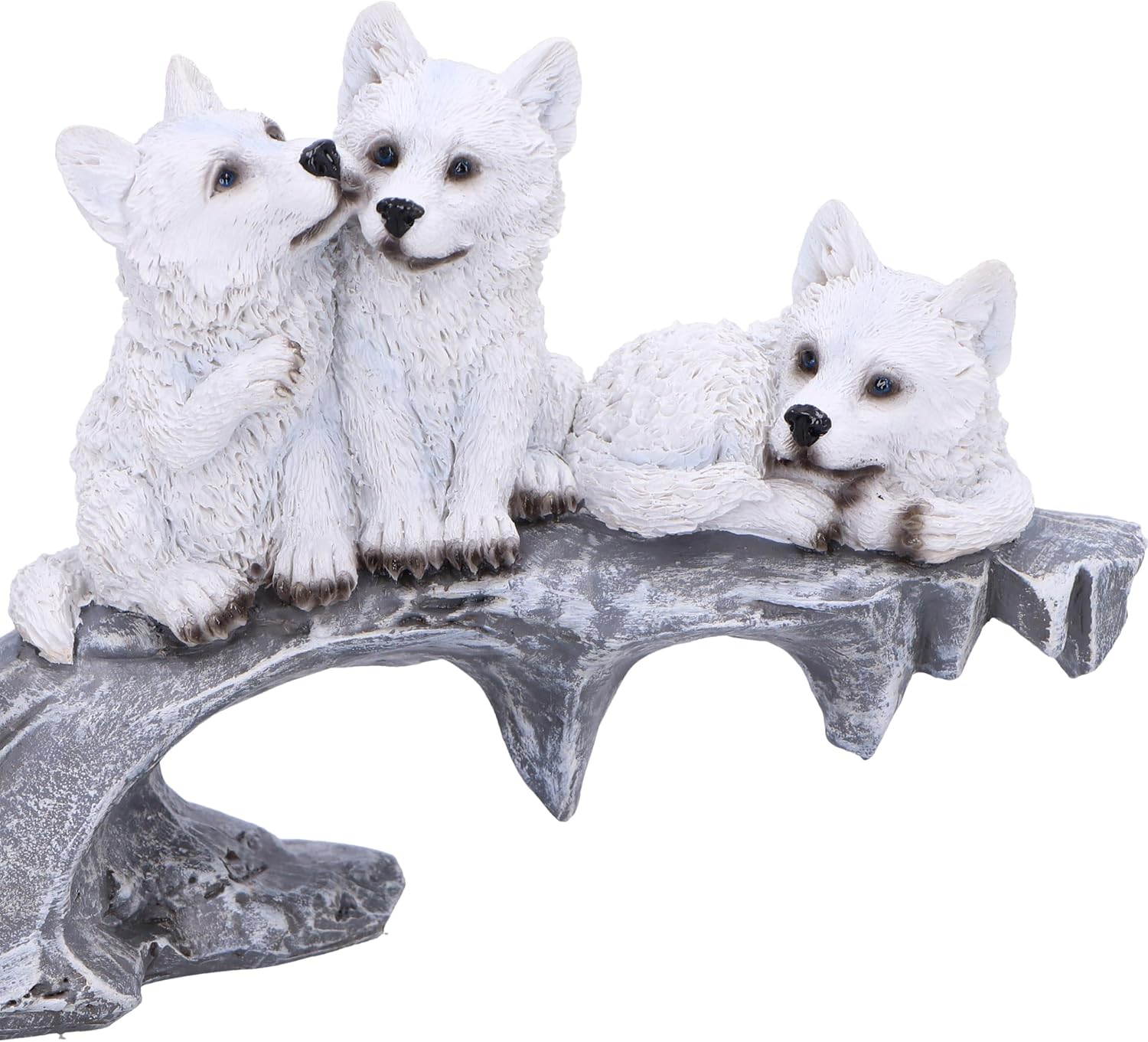 Nemesis Now Winter Litter Set of Wolves on Rock 25.7cm, Resin, White