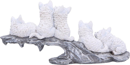 Nemesis Now Winter Litter Set of Wolves on Rock 25.7cm, Resin, White