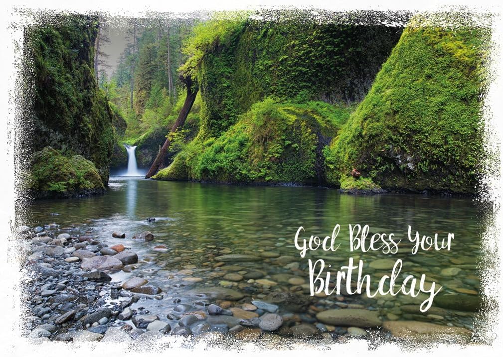 Christian Art Greetings Birthday Greeting Cards - Scenic Views - KJV Scripture - (Box of 12