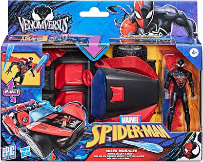 Hasbro Marvel- Marvel Spider-Man VenomVersus, Epic World of Action, Bólido Lanzador de Miles Morales, Figura y Coche, Juguetes de superhéroes, A Partir de 4 años, Color (G0736