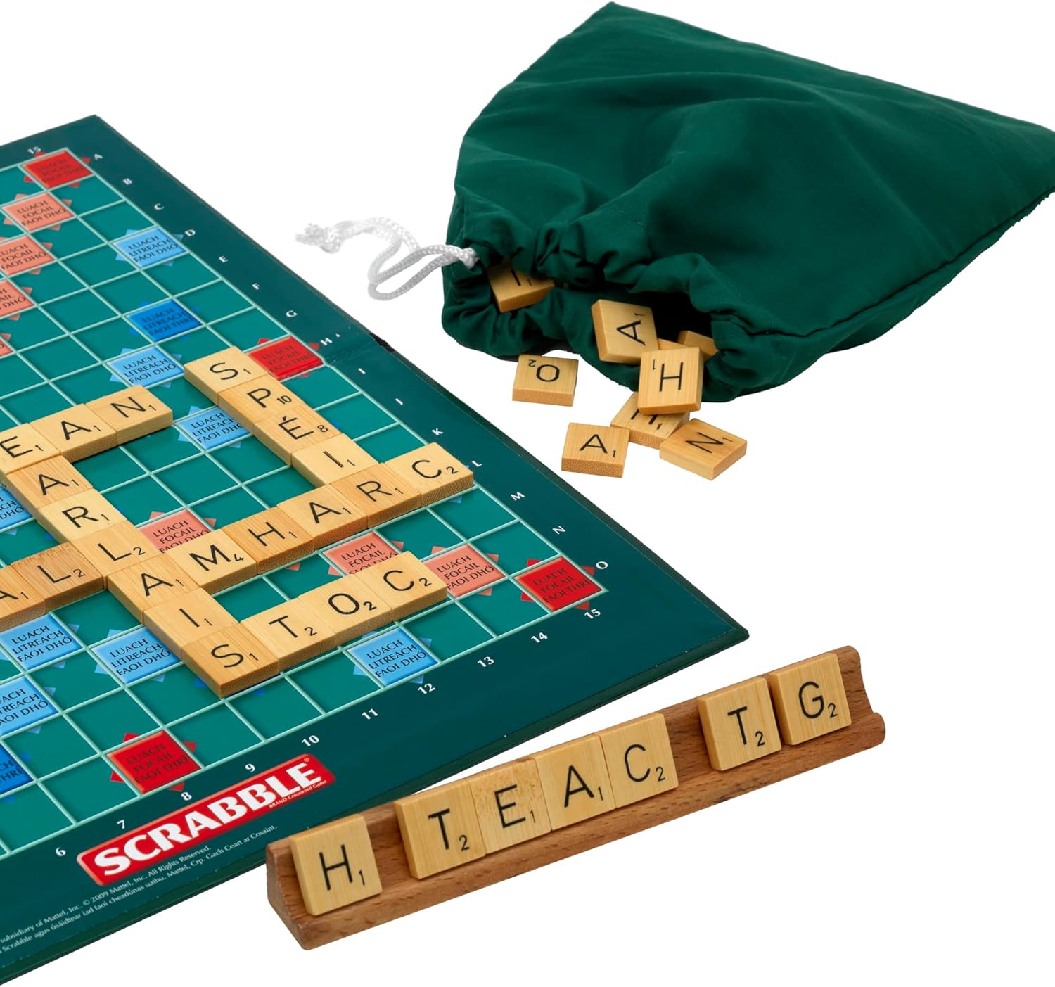 IDEAL | Scrabble Classic: a reproduction of the original 1950's design with wooden tiles - Irish Edition | Classic Games | For 2-4 Players | Ages 10+