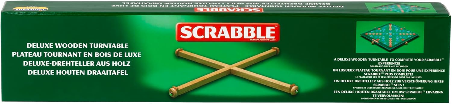 Ideal | Scrabble: Classic Deluxe Wooden Turntable for easily rotating your game board | Classic Games | Word Games | For 2-4 Players | Ages 10+, Holds standard Scrabble boards up to 36cm x 36cm, 11216