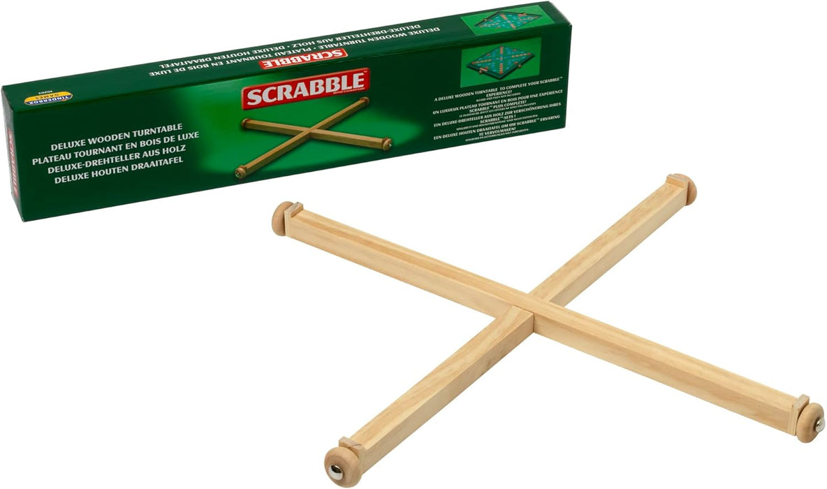 Ideal | Scrabble: Classic Deluxe Wooden Turntable for easily rotating your game board | Classic Games | Word Games | For 2-4 Players | Ages 10+, Holds standard Scrabble boards up to 36cm x 36cm, 11216