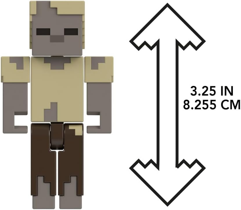 Mattel Minecraft Vanilla actiefiguur Husk, 8,3 cm, voor kinderen vanaf 6 jaar