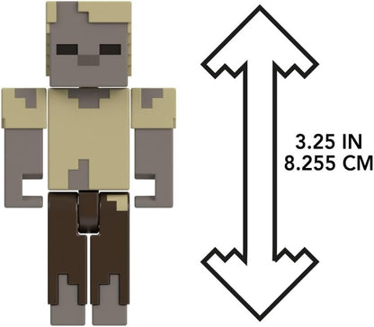Mattel Minecraft Vanilla actiefiguur Husk, 8,3 cm, voor kinderen vanaf 6 jaar