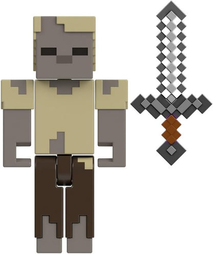 Mattel Minecraft Vanilla actiefiguur Husk, 8,3 cm, voor kinderen vanaf 6 jaar
