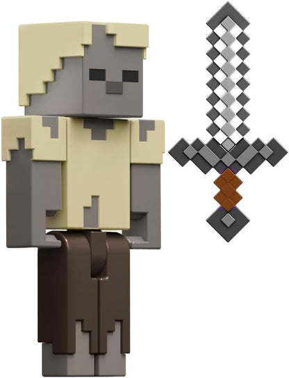 Mattel Minecraft Vanilla actiefiguur Husk, 8,3 cm, voor kinderen vanaf 6 jaar